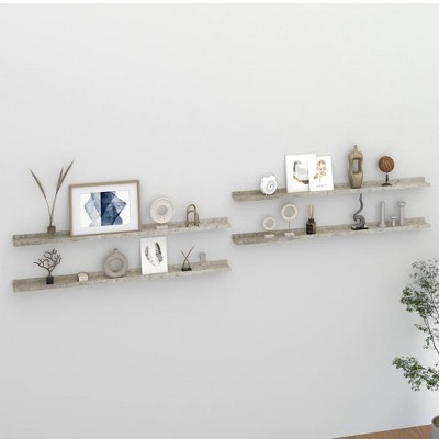 vidaXL Wall Shelves 4 pcs Concrete Gray 45.3 in.x3.5 in.x1.2 in.