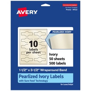 Avery Pearlized Ivory Wraparound Band Labels, 1.5" x 3.5", 500ct - 1 of 4