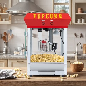 Hachikiko Antique Bar Style 6-Ounce Popcorn Machine,600W Stainless Steel Popcorn Maker with Warming Deck & Tempered Glass - 1 of 4