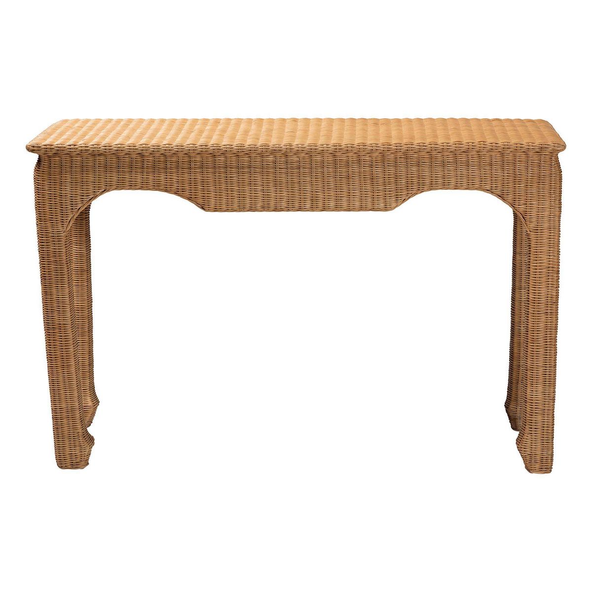 bali & pari Abena Handwoven Natural Rattan Console Table Light Honey - thumbnail 5