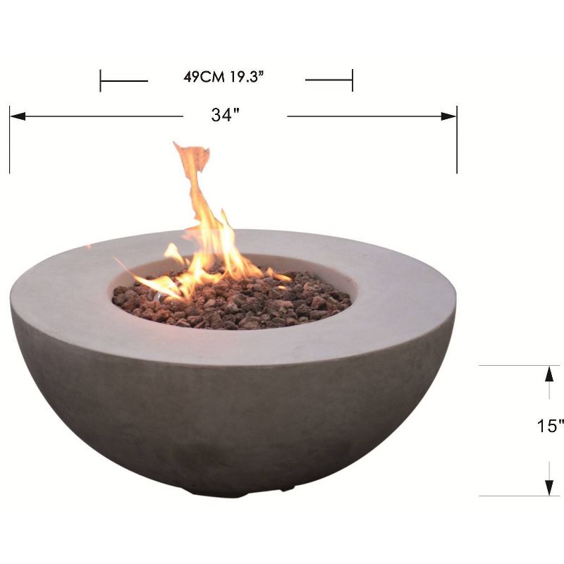 Roca 34&#34; Outdoor Fire Pit Propane Table Backyard Patio Heater - Elementi, 6 of 7
