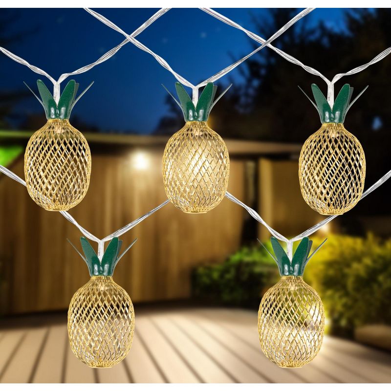 Northlight 10-Count LED Warm White Gold Pineapple String Lights - 3' Clear Wire, 2 of 6