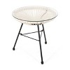Modern Outdoor Rattan Side Table, Handcrafted Design with Tempered Glass Top - 3 of 4