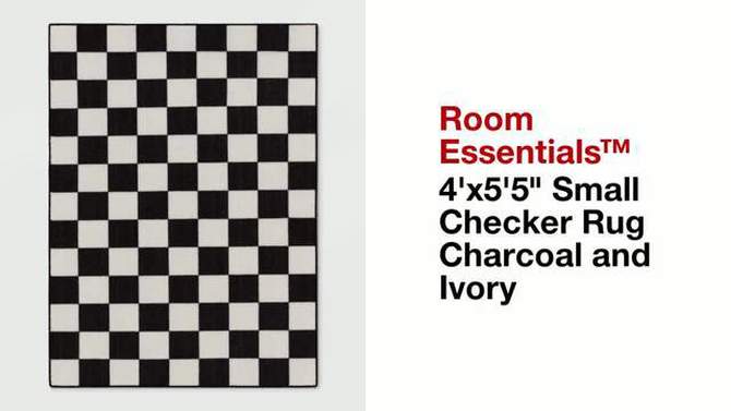 4&#39;x5&#39;5&#34; Washable Small Checker Accent Rug Charcoal and Ivory - Room Essentials&#8482;, 2 of 9, play video