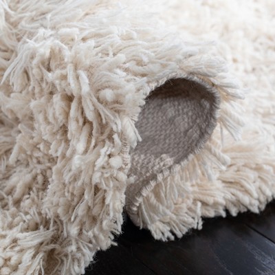 Handmade Ivory Wool Shag Area Rug, 5' x 8', Easy Care
