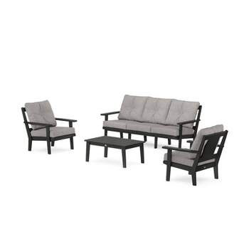 POLYWOOD 4pc Prairie Deep Seating with Sofa Outdoor Patio Conversation Set