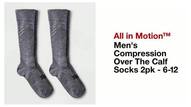 Men&#39;s Compression Over The Calf Socks 2pk - All In Motion&#8482; Black 6-12, 2 of 5, play video
