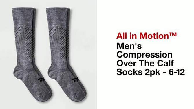 Men&#39;s Compression Over The Calf Socks 2pk - All In Motion&#8482; Black 6-12, 2 of 5, play video