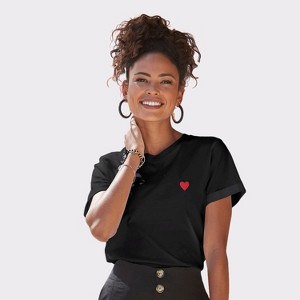 Women's Heart Embroidered Top - LASCANA - 1 of 4