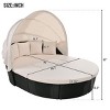Patio Poolside Rattan Upholstered Daybed with Retractable Canopy,8 Piece Outdoor Garden Round Wicker Sectional Sofa,Porch Sofa Daybed-Coolbibila - 4 of 4