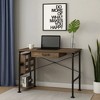 Royal Hampton Writing Desk with Industrial Style and 3 Tier Sleek Side Shelves, Oak Brown - 2 of 4