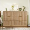 USIKEY 47.3''Wide Fluted 6 Drawer Dresser for Bedroom, Modern Chest of Drawers, Wood Closet Clothes Organizer for Bedroom, Hallway, Natural - 2 of 4