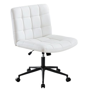 GlasFlength Task and Office Chairs Armless Office Chair Ergonomic Rolling Computer Desk Chair Work Chair for Office, White, 25"*23.7"*37.6" - 1 of 4
