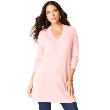 Roaman's Women's Plus Size CashMORE Collection V-Neck Sweater