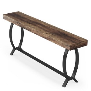 Gulches Farmhouse Console Table, Fish Tail Legs, Extra Long, Distressed Tobacco Brown, 70.87" - 1 of 4