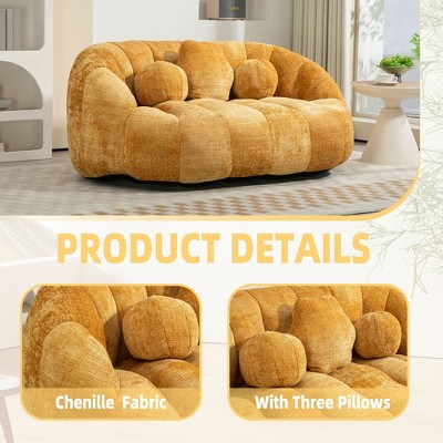 Round Swivel Club Chair-Comfortable Barrel Chair for Living Spaces