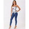 Allegra K Women's Floral Print Sleeveless V Neck Tie Waist Peplum Cami Top - 4 of 4