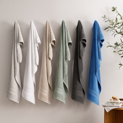 Oversized Blue Turkish Cotton Bath Towels Set of 2