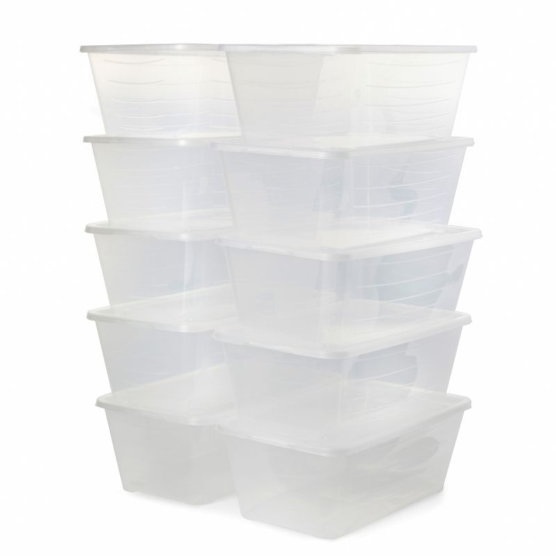 Life Story 6 Liter Shoe, Accessory, and Closet Plastic Storage Box Multi-Purpose Lidded Stacking Tote Containers, Clear (50 Pack), 2 of 7