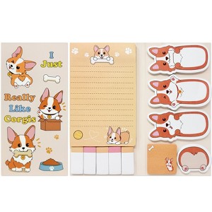 Wrapables Sticky Notes Set, Memo Notepads, Book Tabs, Page Markers, Sticky Notes, Home and Office Supplies (440 Sheets Total), Corgi - 1 of 4