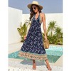 YesFashion Women's Dress Boho Deep V Neck Sleeveless Backless Adjustable Tie dress Floral Print Midi Dress Flowy Beach Dress - 3 of 4