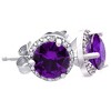 Pompeii3 5/8ct Amethyst & Diamond Halo Studs 10K White Gold - 2 of 4