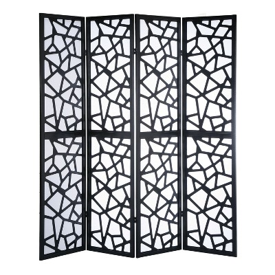 NicBex 4-Panel Room Divider Folding Fabric Privacy Screen with Geometric Patterns for Home & Office