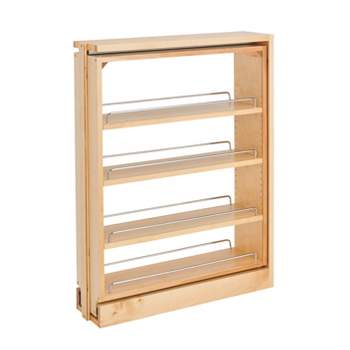 Rev-A-Shelf 432-BFBBSC-3C 3-Inch Base Cabinet Filler Soft Close Pullout Kitchen Wooden Spice Rack Holder Shelves for Storage Organization