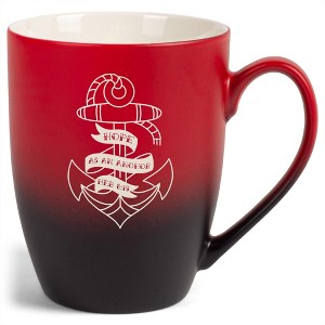 100 North Nautical 10 Ounce Red and Black Two Toned Ombre, Comfortably Fits Your Hands, Ceramic Tea Coffee Cup Mug, Hope As An Anchor - 1 of 1