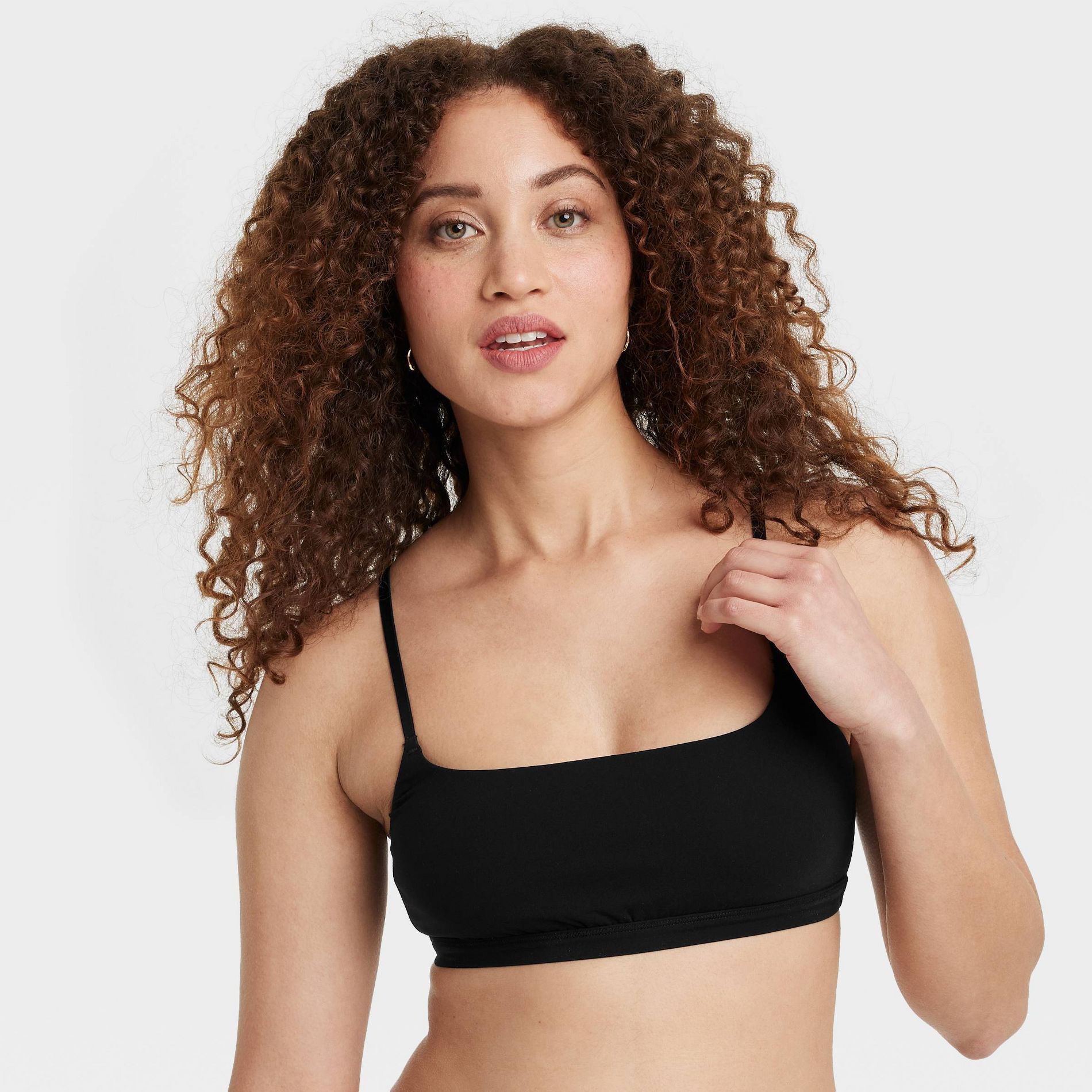 Women's Luxe Stretch Unlined Scoop Bralette - Auden™ Black S: Mesh Liner, Adjustable Strap, Light Support