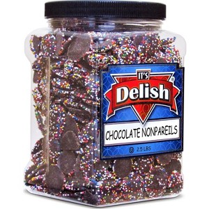 Rainbow Nonpareils Dark Chocolate Discs by It's Delish, 2.5 Lbs Jumbo Container - 1 of 4