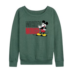 Women's - Disney - Mickey & Friends Lightweight French Terry Wide Neck Long Sleeve Shirt - 1 of 4