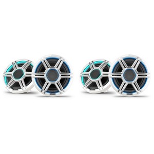 Garmin Fusion 2 Pairs Apollo AP-FL77SPW 7.7" LED Marine Speakers Sport Grills, White, Pair - 1 of 4