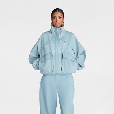 KBB by KAHLANA Women's 'The Denim Bomber Jacket' - Medium Wash XS