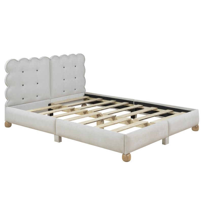 Queen/Full Size Upholstered Platform Bed with Wood Support Legs-ModernLuxe, 5 of 12