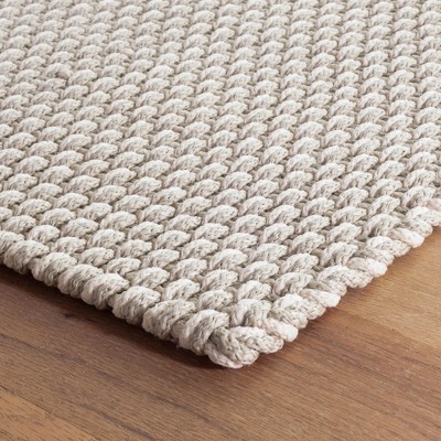Platinum & Ivory Geometric Braided Indoor/Outdoor Rug 2.5' x 8'