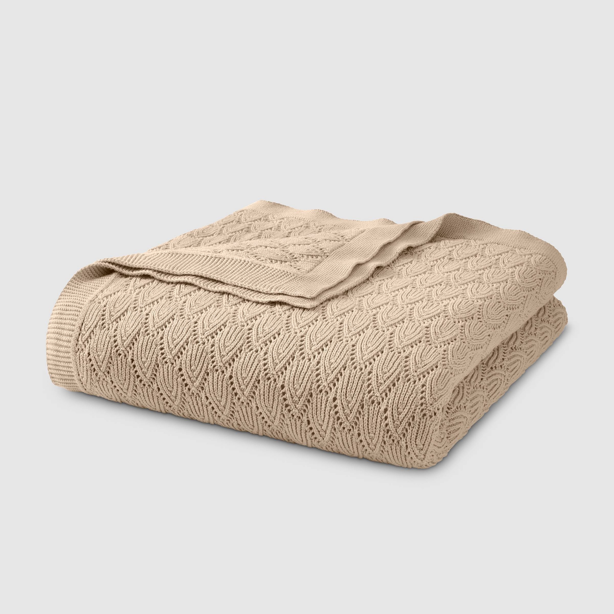 Pointelle Throw Blanket Sand