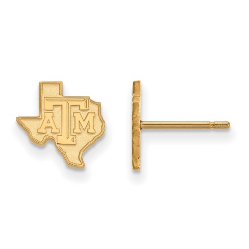 Black Bow Jewelry 14k Yellow Gold Plated Sterling Silver Texas A&M Aggies NCAA Post Earring - image 1 of 3