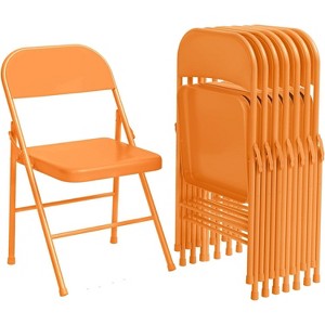 Metal Foldable Dining Chair with Backrest,Portable Fold Chair,Indoor Outdoor Events,Office,8 Pack All-Steel Folding Chairs Set - 1 of 4