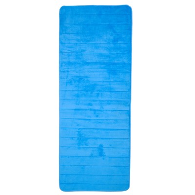 Extra Long Memory Foam Striped Bath Mat Blue - Yorkshire Home