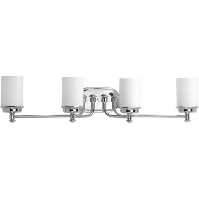 Progress Lighting Glide 4-Light Bath Vanity, Polished Chrome, Etched Opal Glass
