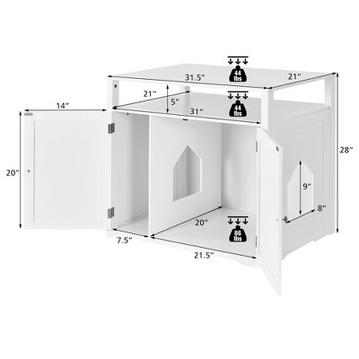 White MDF Cat Litter Box Enclosure with Storage Layer