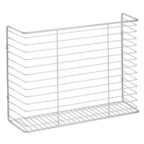 mDesign Metal Wall & Cabinet Door Mount Kitchen Storage Basket Chrome 
