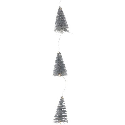 Northlight 6.75' LED Lighted B/O Silver Mini Sisal Tree Christmas Garland - Warm White Lights