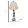 HomeRoots Set of Two 30" Blue And White Lighthouse USB Table Lamps With Cream Cone Shade - 3 of 4