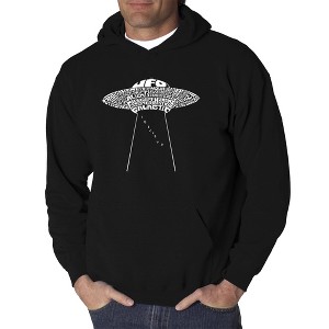 LA Pop Art Men's Word Art Hooded Sweatshirt - Flying Saucer UFO - 1 of 4