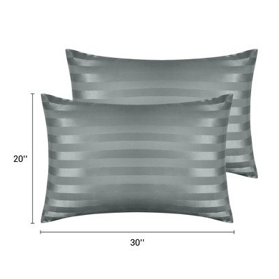 Dark Gray Satin Polyester Queen Pillowcases with Envelope Closure