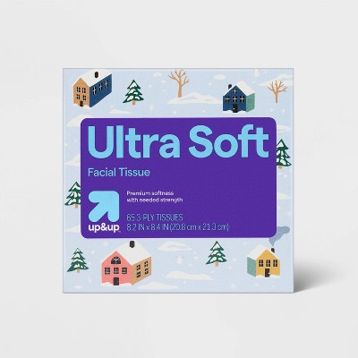Holiday Ultra Soft Facial Tissue - Snowy Homes - 65ct - up&up™