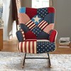Beautyolove Red Fabric Upholstered Rocking Chair Nursery Rocker Glider Wingback Armchair with Solid Wood Legs - 3 of 4