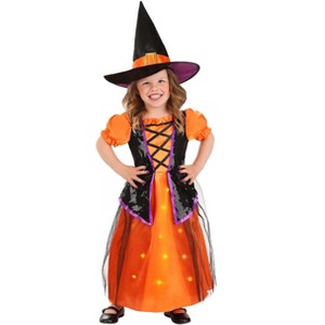 HalloweenCostumes.com Girl's Toddler Orange Light-Up Witch Costume - 1 of 4